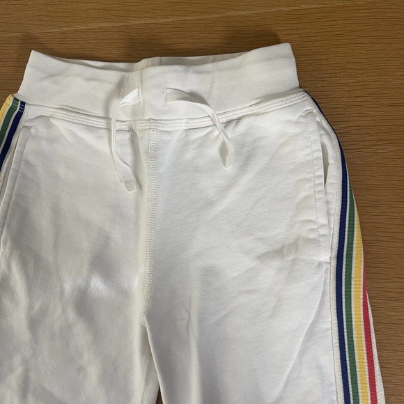 Girl's Hanna Andersson Size 5 White Racing Stripes 100% Cotton Jogger Sweatpants - Picture 2 of 6